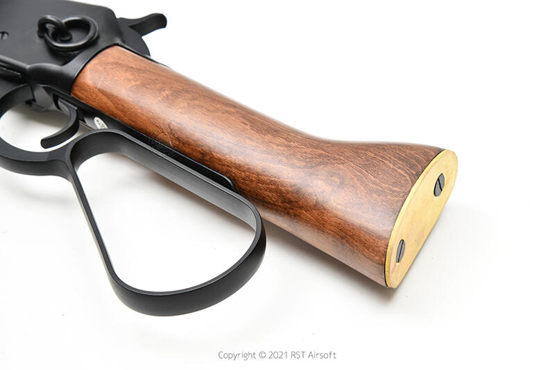 RST紅星- A&K 1873瓦斯槓桿馬槍 魚骨版加滅音管 實木槍托 M1873 黑色 . 24KSS-1873RS-B