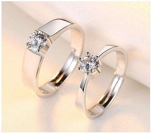 經典結婚戒指 單鑽情侶對戒超閃水晶表白戒指【男女款各1個一對價 】