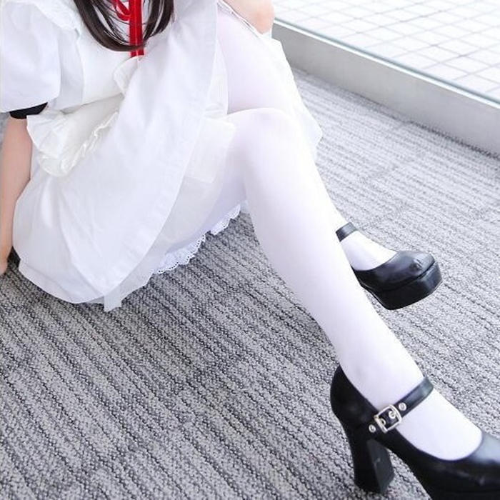 愛襪甜心【A-482】原宿cos軟妹❤日系Lolita白色天鵝絨超彈性褲襪
