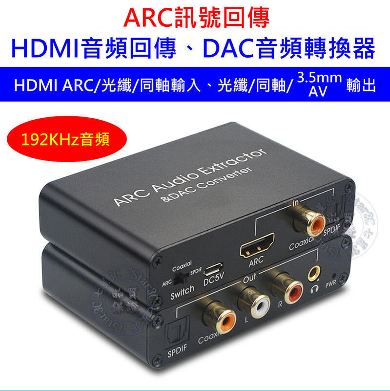 (台灣現貨) 電視 擴大機 救星 HDMI ARC 信號回傳 三合一 多功能訊號轉換器、同軸、光纖、AV、3.5mm