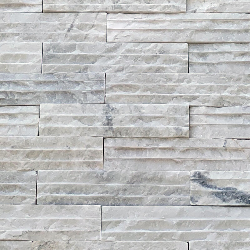 白晶石 拉溝面 5*20cm (白色 石材 建材 牆面材 壁材 圍牆 景觀 DIY)