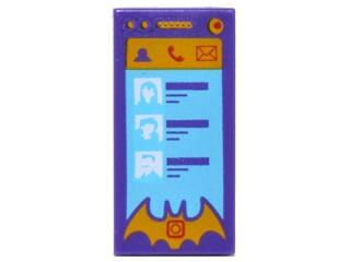【樂高大補帖】深紫色 智能手機 IPHONE 電話 蝙蝠女 1x2 印刷【3069bpb0547/41230】DD-1