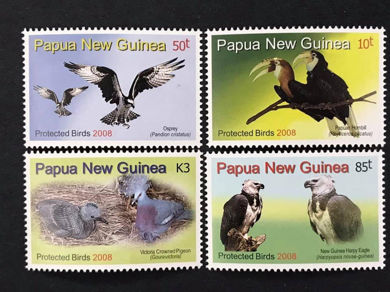 2008.01.25 #巴布亞新幾內亞 #保護鳥類 套票4全 90元