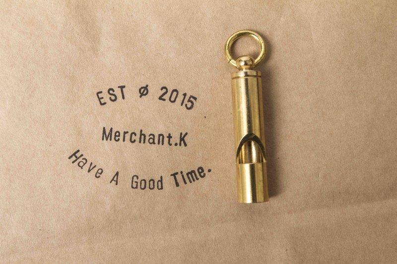 Merchant.K /黃銅 鑰匙圈 黃銅哨子 可吹響 飾品鑰匙扣 老味 復古 重機 哈雷 養牛必備