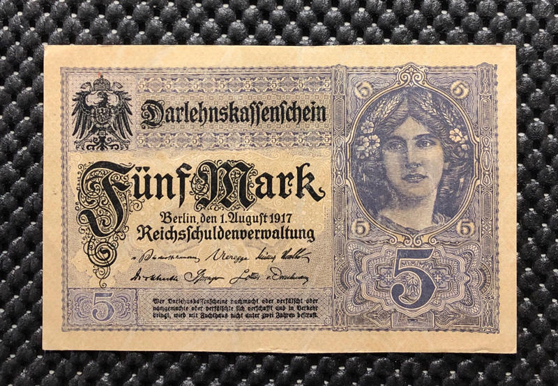 私藏：德國舊紙鈔> 1917年 5 馬克