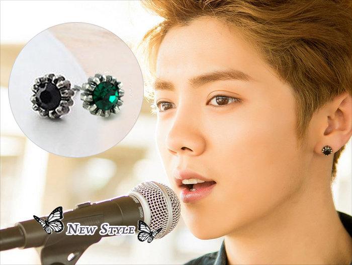 韓國進口 EXO Luhan 鹿唅 重返20歲 同款葵花彩鑽耳釘耳環(單支價)