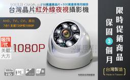 【阿宅監控屋】4合1 台灣晶相 SOI 1080P 半球型紅外線攝影機 6顆陣列LED 同軸高清 XVR/DVR 監視器