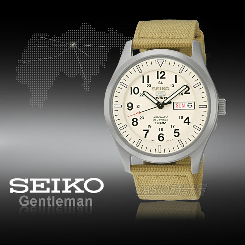 SEIKO 精工 手錶專賣店 時計屋 SNZG07J1 日製軍用機械錶 帆布錶帶 夜光指針 防水100米