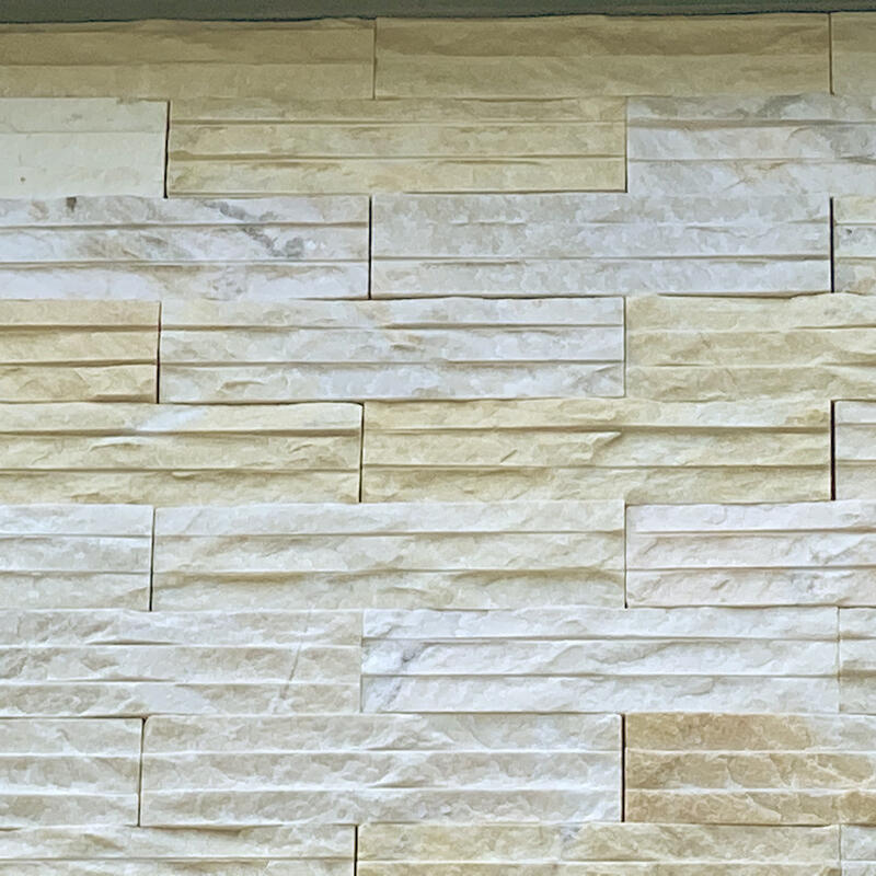 黃晶石 拉溝面 5*20cm (黃色 石材 建材 牆面材 壁材 圍牆 景觀 DIY)