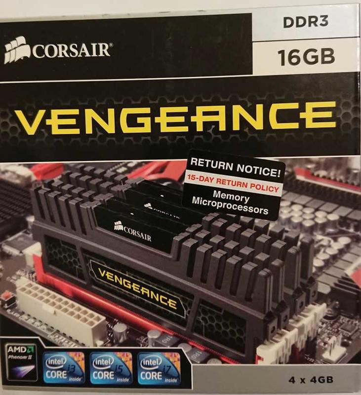 全新盒裝海盜船Corsair Vengeance終保雙通道DDR3-1600 16G(4G*4)記憶體
