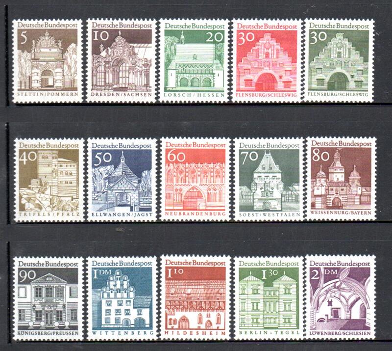 【流動郵幣世界】德國1966-1969年12世紀建築結構郵票