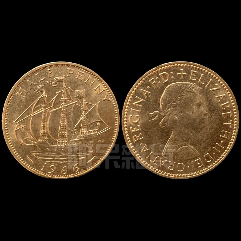 森羅本舖 稀少全新 現貨實拍 英國 0.5 便士 1/2 伊莉莎白 女王頭 年份隨機 幸運幣 愛情 銅板 硬幣 帆船