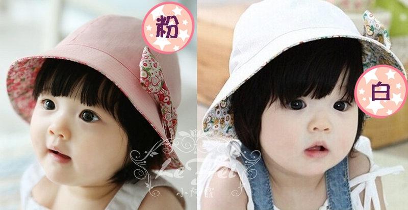 女寶寶遮陽帽 嬰兒盆帽漁夫帽 兒童休閒帽子 碎花純棉兩面用 出口韓國精緻原單品 AC48