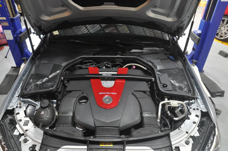 『KCDesign』M-Benz W205 C200/C250/C300/C43 不鏽鋼 引擎室拉桿
