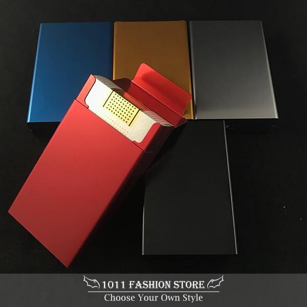 金屬鋁製 滑蓋自動 菸盒 / 煙盒 / 名片盒 / 鐵盒 素色款 20支裝 可整包放進去 ( 媲美 zippo 材質