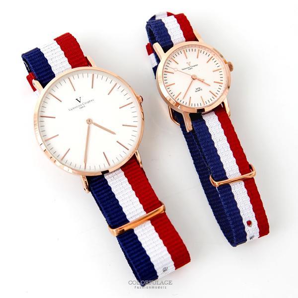范倫鐵諾Valentino 玫瑰金刻度帆布手錶對錶腕錶 中性款男女皆可【NE1650】單支