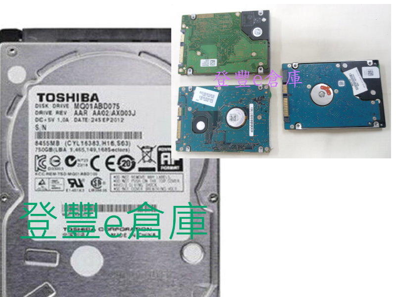 【登豐e倉庫】 F627 Toshiba MQ02ABF075 750G SATA3 資料保存 救資料 硬碟冒煙