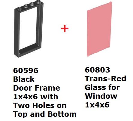 【磚樂】LEGO 樂高 60596+60803 4535834+6065500 1x4x6 黑色框透明紅窗片