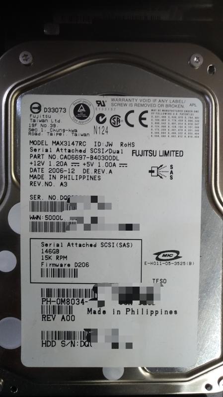 Fujitsu SAS 146G 15K 3.5吋 MAX3147RC/Seagate ST3146855SS 可參考