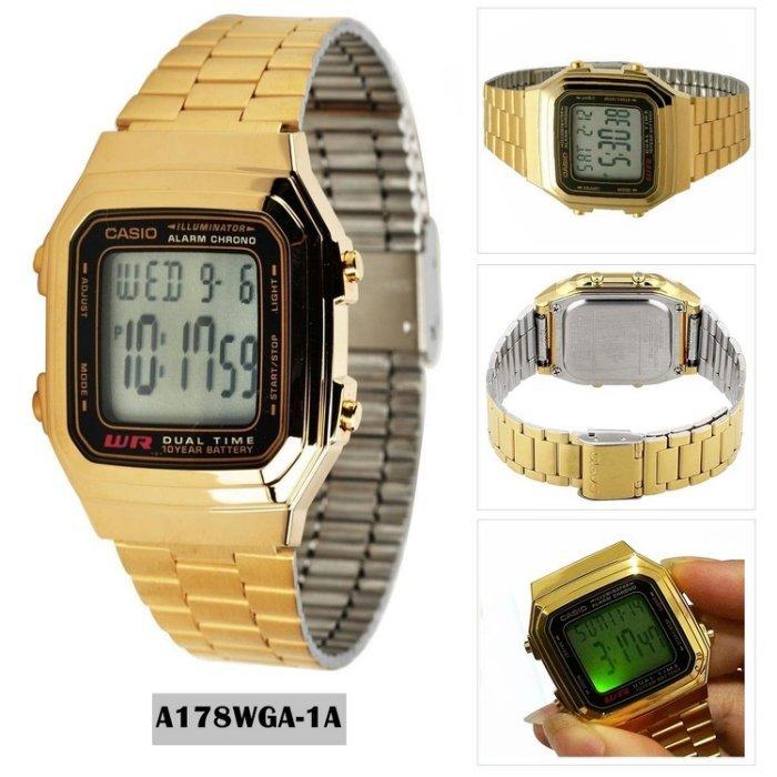 CASIO手錶專賣店CASIO手錶金色錶 歷久不衰熱銷A-178 WGA-1 A街頭必備配件~CASIO公司貨A178