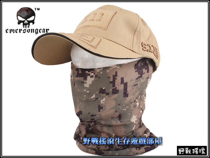 【野戰搖滾-生存遊戲】EMERSON 多用途戰術頭套、魔術頭巾【AOR2】數位叢林迷彩 面罩騎車口罩圍巾頭套
