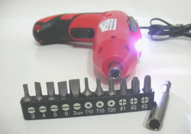 gp581019~可彎式4.8V帶燈電動起子組~ 充電式起子電鑽~機身可彎可直變化，內建LED燈電起子
