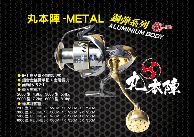 【來來釣具量販店】HARIMITSU 丸本陣 METAL 鋼彈系列 全金屬捲線器 紡車捲線器