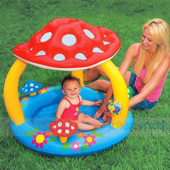玩樂生活 美國INTEX57407  蘑菇遮陽造型幼兒彩色戲水池 兒童玩水池 遊戲球池 有附修補片