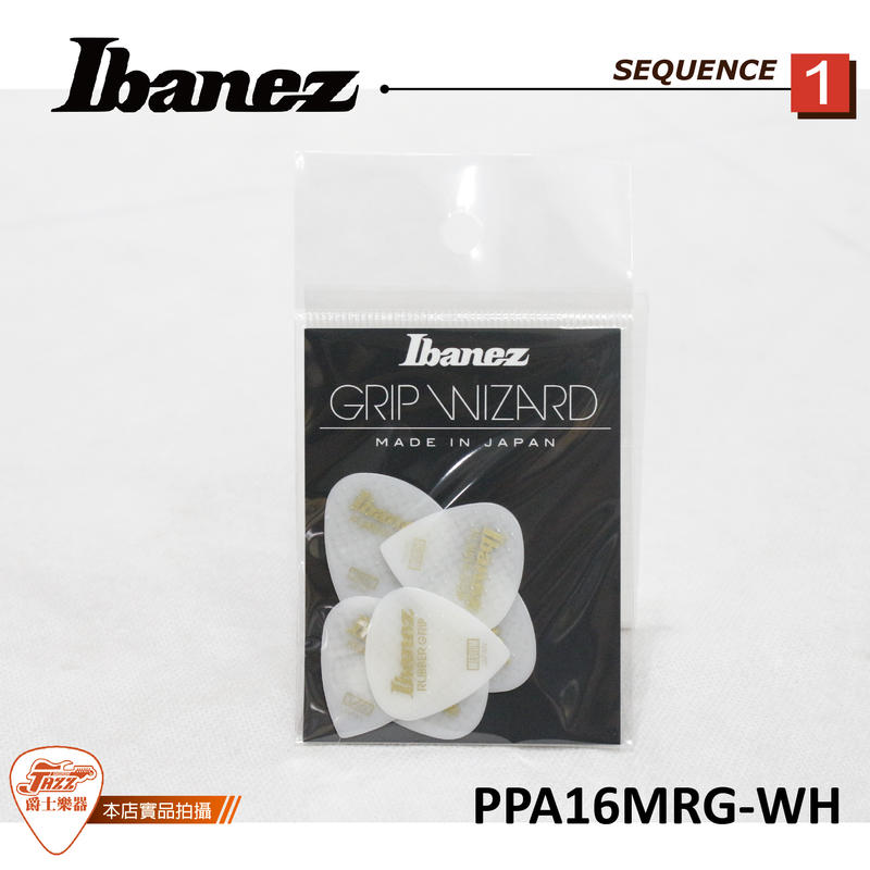 【爵士樂器】原廠公司貨 Ibanez Grip Wizard 橡膠 PPA16MRG WH 6片裝 Pick 0.8mm