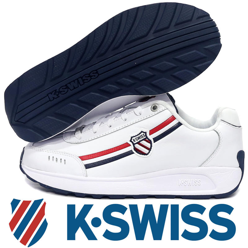 K-SWISS 0914-130 白色 ENSTEV 全皮質休閒運動鞋＃厚底＃【特價出清】824K 免運費加贈襪子