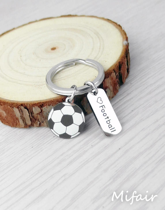 Mifairshop 不鏽鋼足球鑰匙圈足球光面鑰匙圈足球小禮物足球飾品足球獎品足球禮品足球吊飾足球比賽足球