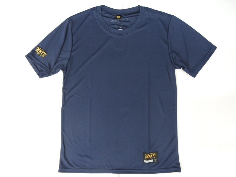 日本品牌 ZETT 新標款 本壘板標 短袖練習排汗衣《BOTT-868》深藍色