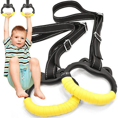 自拍網C228-JX1313防滑兒童吊環+可調式吊帶體操吊環單槓吊環.引體向上健身吊環.拉環訓練環平衡環連接帶.體育運動