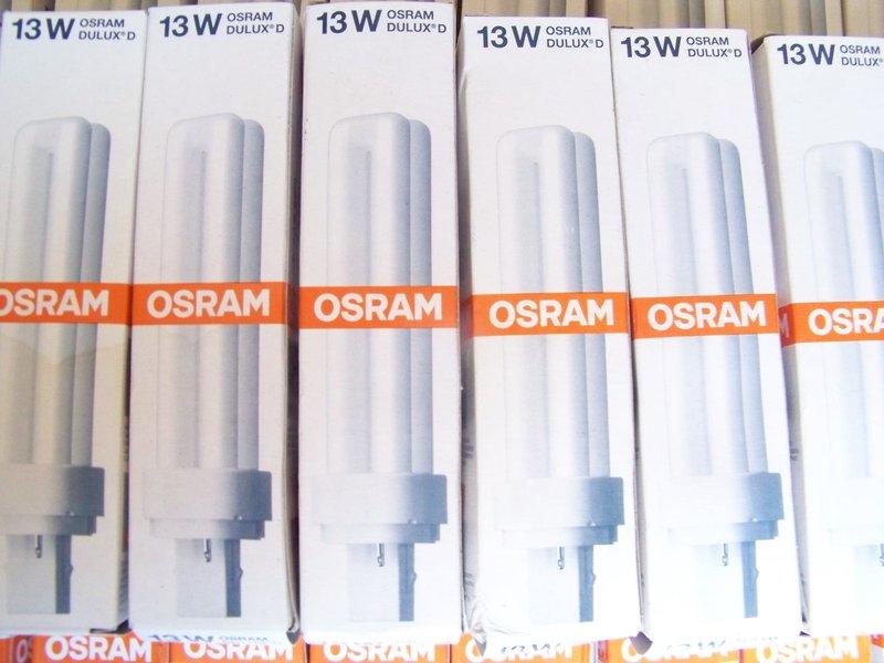 全新,韓國製 OSRAM  DULUX-D  13W雙U省電燈管=75W