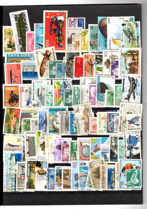 二手世界各國交通工具郵票100張，無重複，如圖