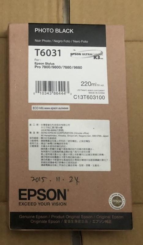 EPSON 原廠墨水匣 T603100(亮黑/220ml) (SP-7800/9800/7880/9880)