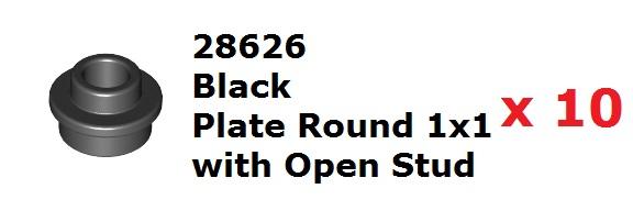 【磚樂】10個一組 LEGO 樂高 85861 6168646 Plate Round 1x1 Open 黑色附孔圓粒