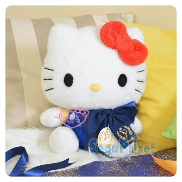♥小花花日本精品♥ Hello Kitty 全身造型 絨毛 藍色領結 布偶 娃娃 擺飾 景品限定 11419600