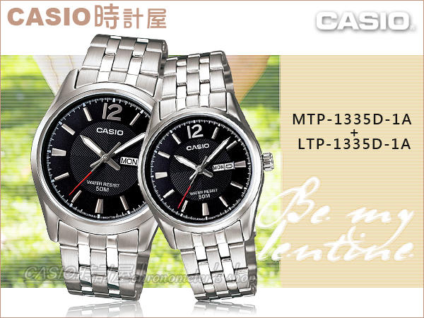 CASIO 手錶專賣店 時計屋 MTP-1335D-1A + LTP-1335D-1A CASIO 時尚指針情侶對錶