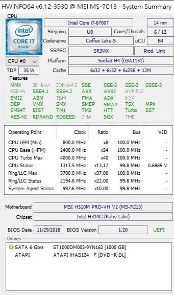 Intel Core i7-8700T CPU | 露天市集 | 全台最大的網路購物市集