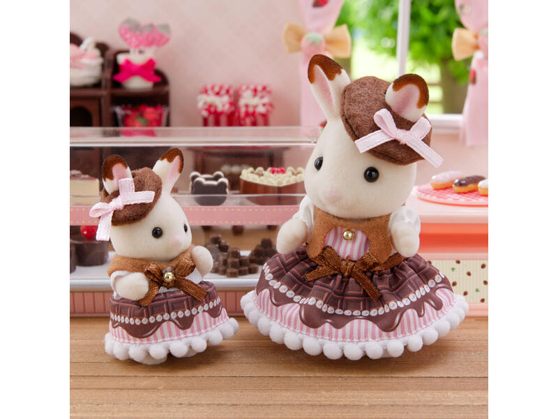 正版★五寶村★森林家族 日本限定商品 情人節 甜蜜巧克力裝扮 可可兔姐姐 可可兔寶寶 組