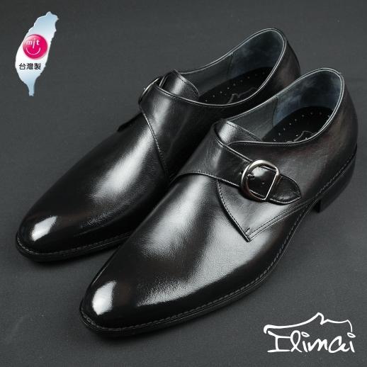 ILIMAI 易利邁．[i68] 簡約魅力小牛皮孟克鞋-尊爵黑|真皮|手工皮鞋|就愛 MIT|台灣製造