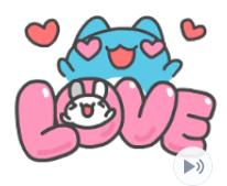 【可7-11、全家繳費】台灣限定貼圖 － 貓貓蟲-咖波 兔兔戀愛中