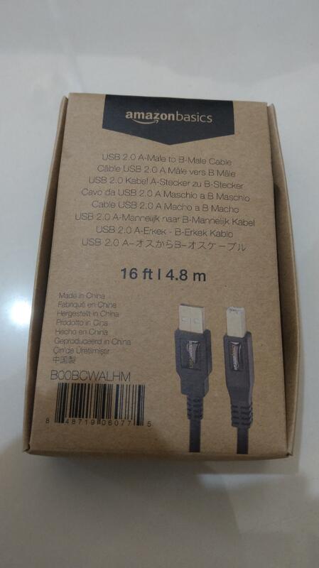 Amazon basics USB A-B線(合印表機使用) 4.8米 16呎)  USB 2.0