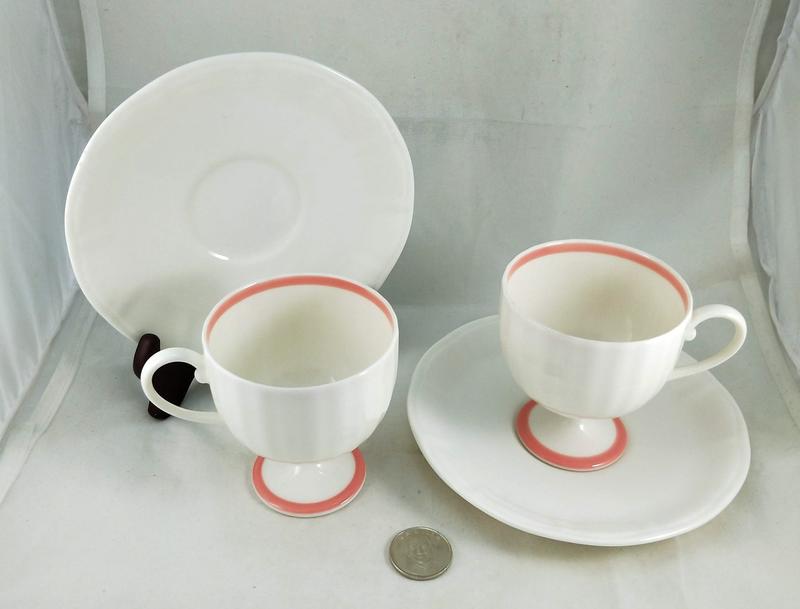 高腳 紅 咖啡杯 對杯組 二杯二盤 花茶杯 杯子 馬克杯 水杯 茶杯 盤子 餐具 廚具  送禮 日本製 陶瓷 食器