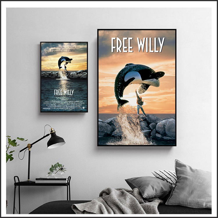 日本製畫布 電影海報 威鯨闖天關 Free Willy 掛畫 嵌框畫 @Movie PoP 賣場多款海報~