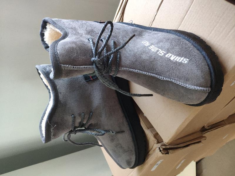時尚簡約麂皮綁帶保暖內加絨雪靴(灰色)~250