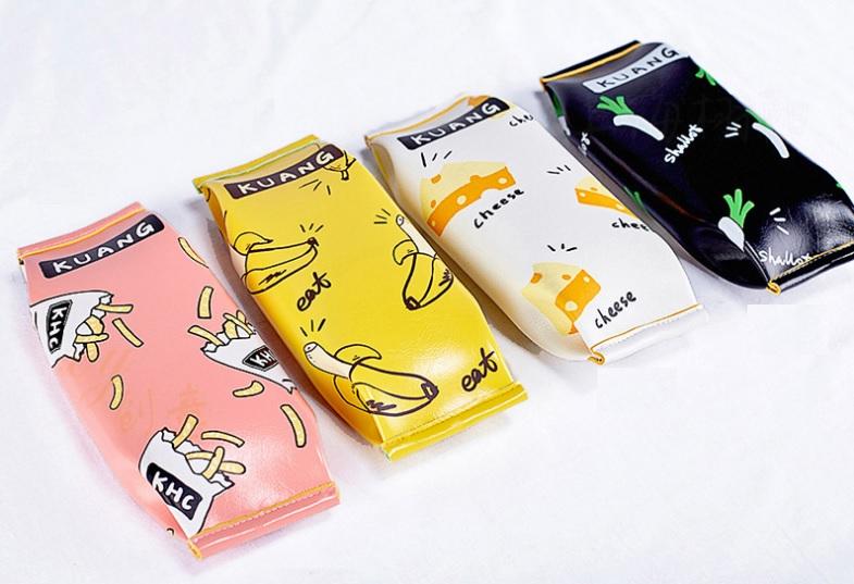 現貨當日出! 韓國哐花村KUANG食物餅乾包裝袋 筆袋 pu 鉛筆袋 手拿零錢包 鉛筆盒 收納袋 薯條 起司 乳酪 香蕉