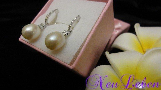 [NeuLeben賣場]  925銀 垂釣式耳環搭配9-10mm淡水珍珠 - 免運費 (#201209-01)