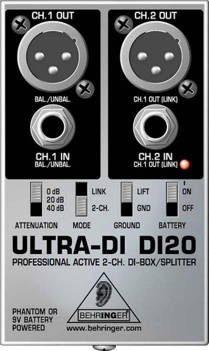 【六絃樂器】全新 Behringer ULTRA-DI DI20 耳朵牌主動式平衡訊號轉換器 / 現貨特價
